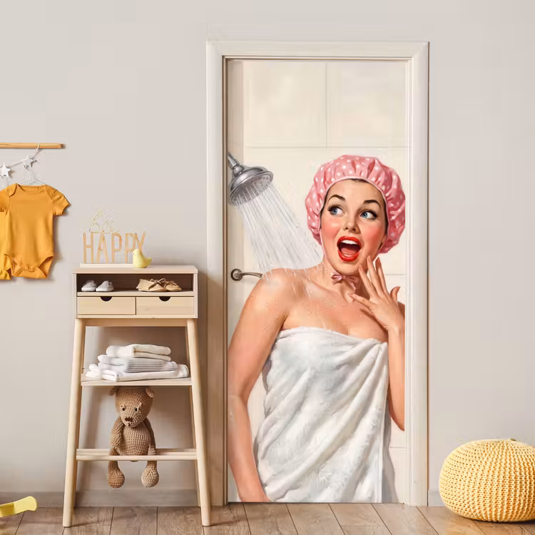 Deursticker - Vrouw - Douche - Roze — 6