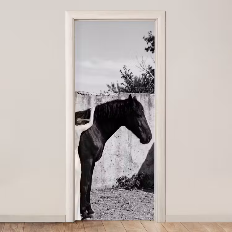 Deursticker - Vrouw - Paard - Artistiek — 1
