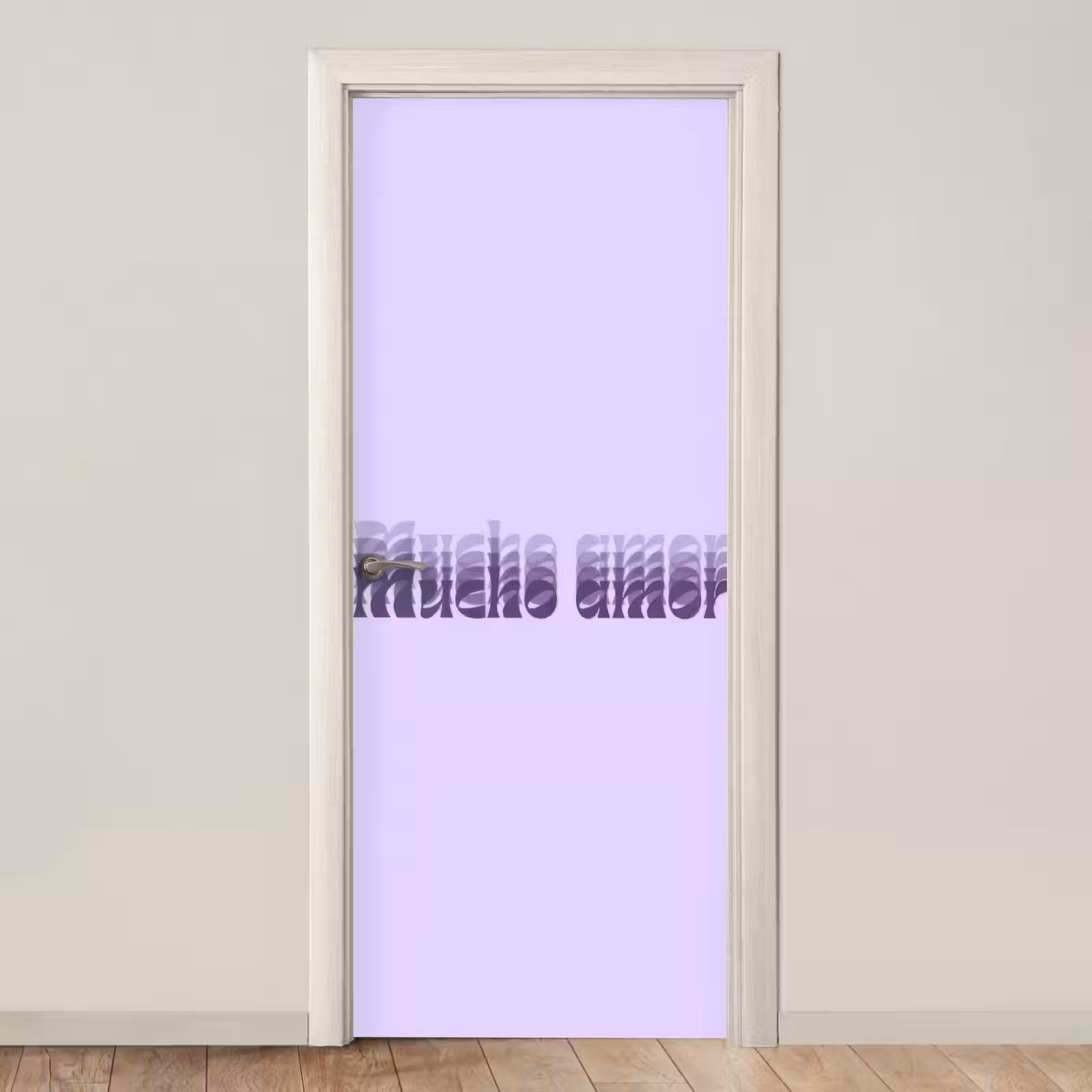 Deursticker - Mucho amor - Paars - Gelaagde letters — 1
