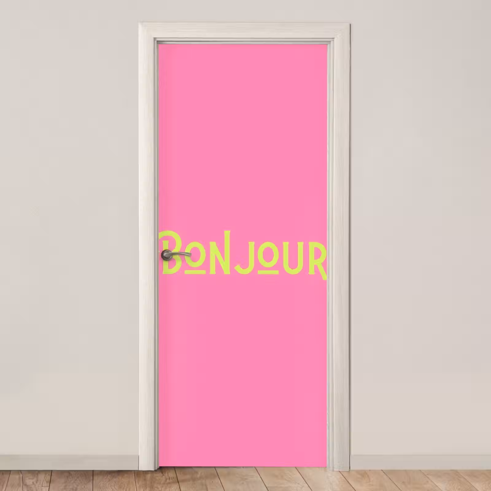 Deursticker - Roze - Groene Bonjour - art-deco — 1