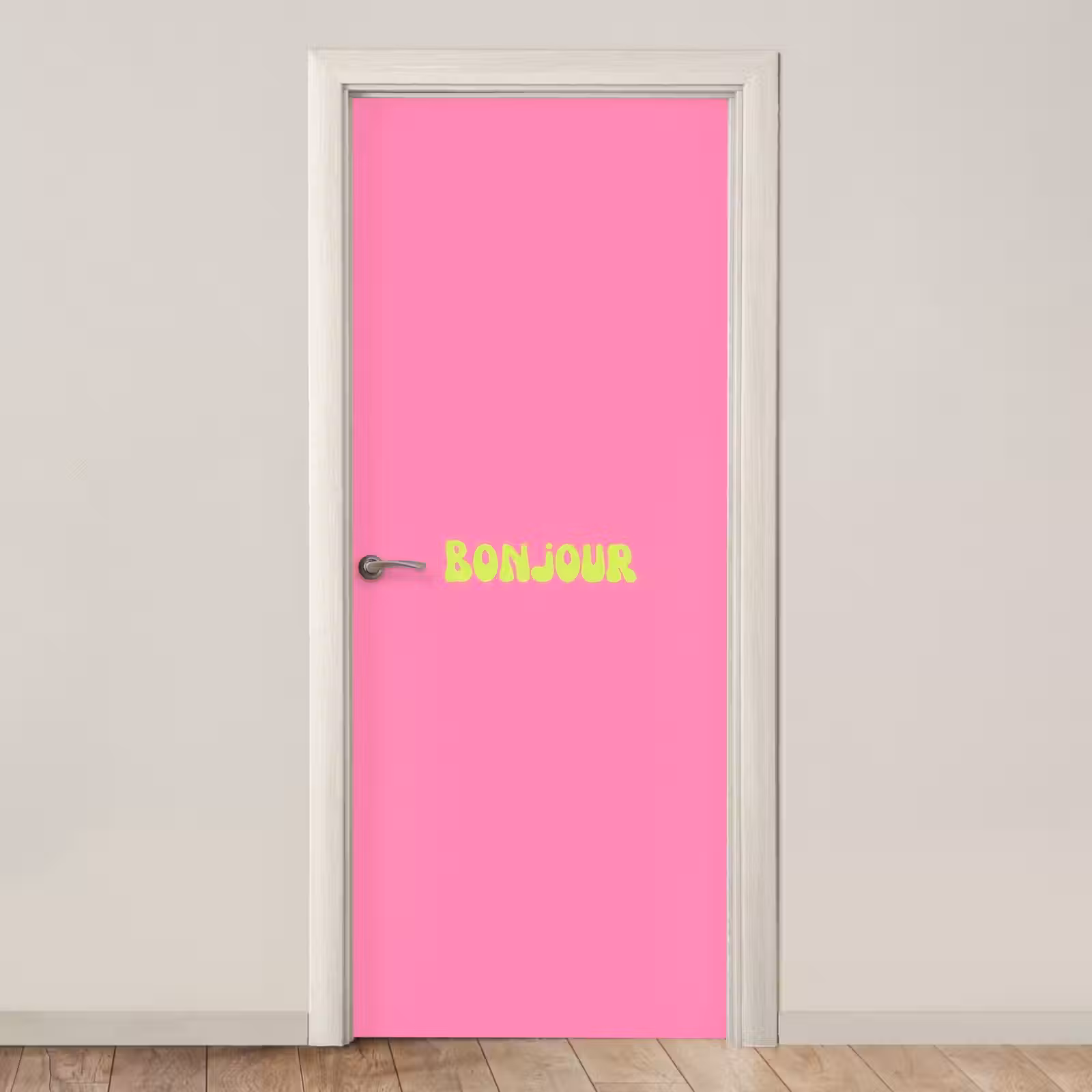 Deursticker - Roze - Groene bonjour - Organisch — 1
