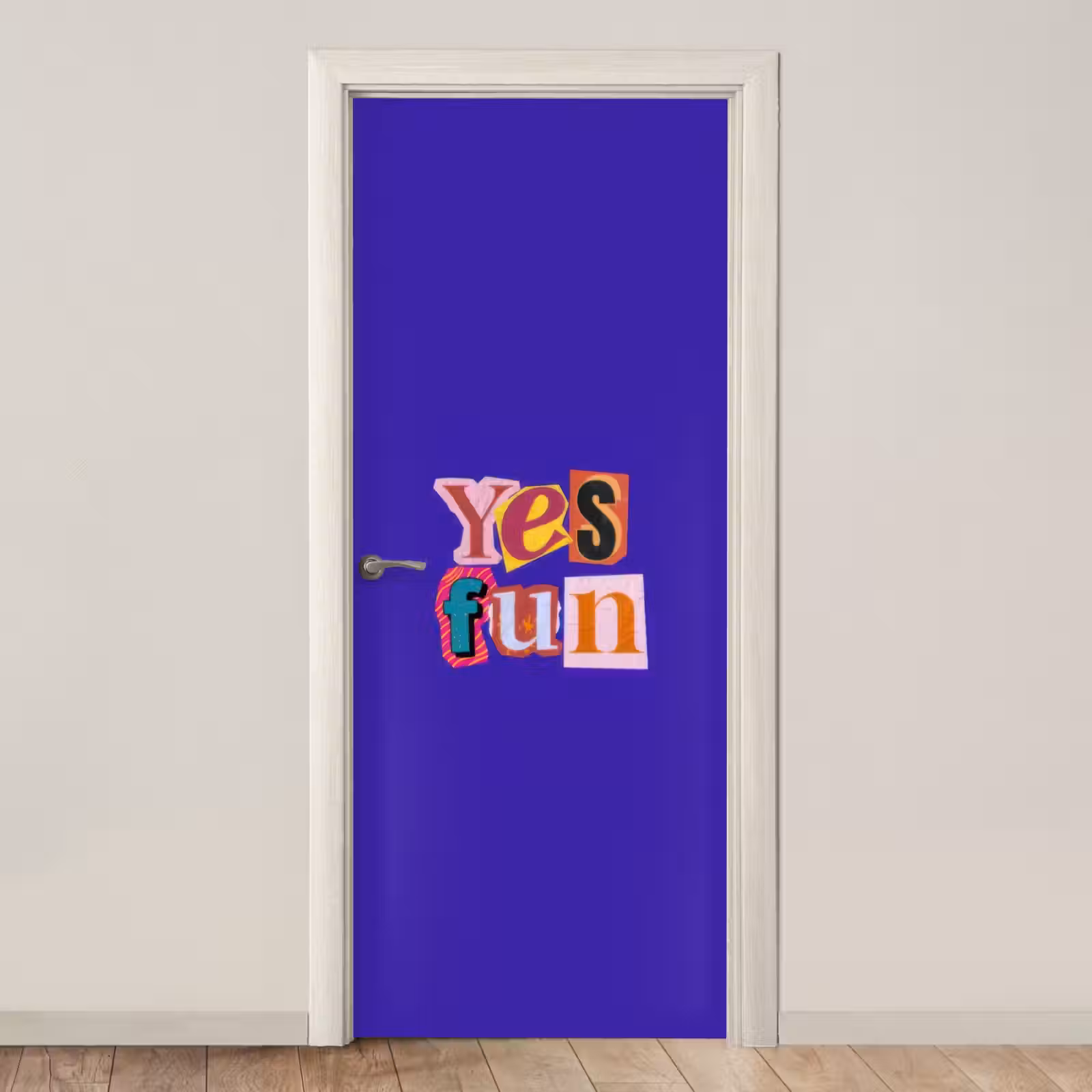 Deursticker - Yes fun - Kleurrijk - Collage-stijl — 1