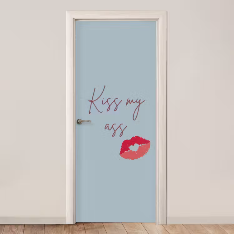 Deursticker - Kiss my ass - Lip - Blauw — 1