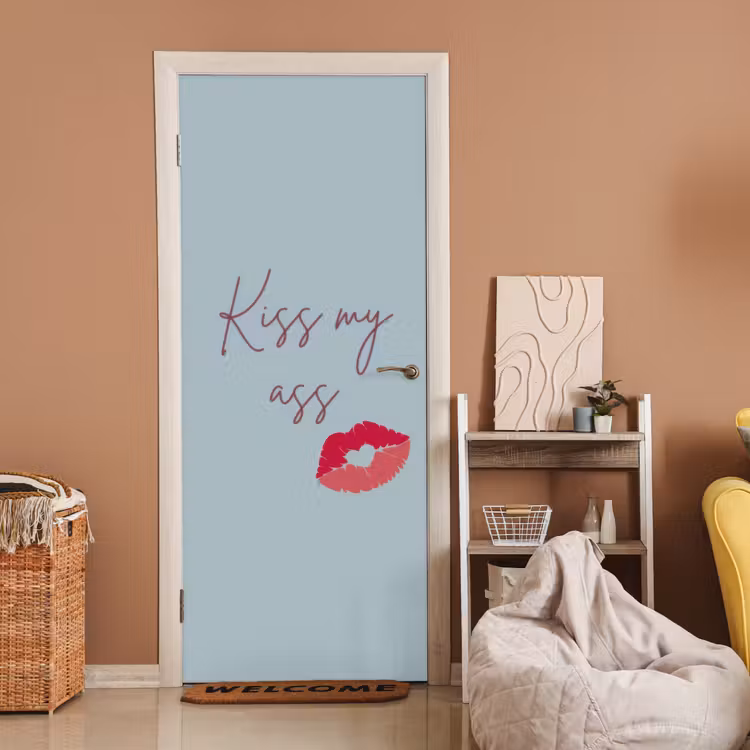Deursticker - Kiss my ass - Lip - Blauw — 2