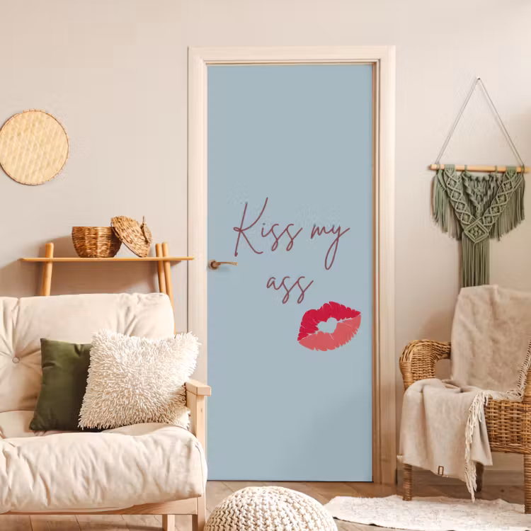 Deursticker - Kiss my ass - Lip - Blauw — 4