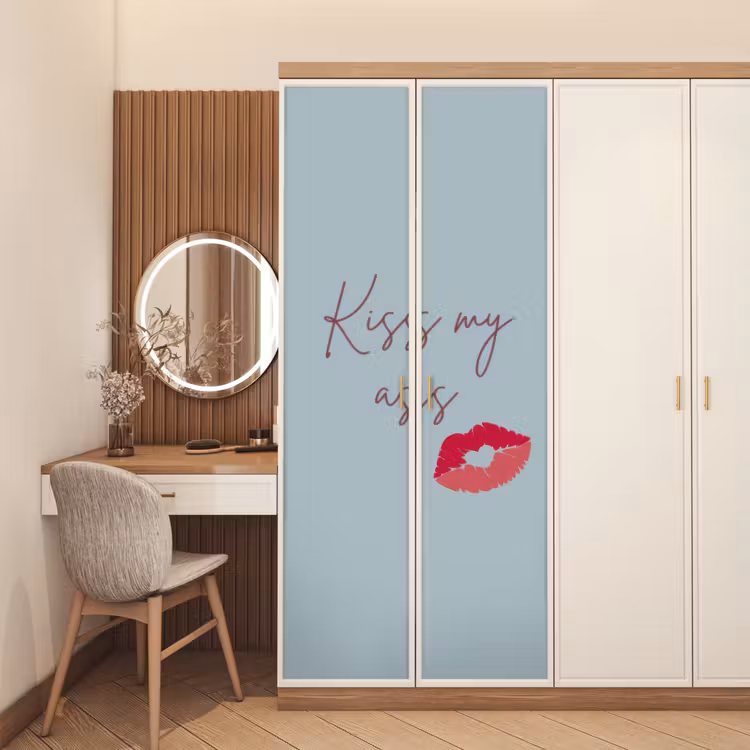 Deursticker - Kiss my ass - Lip - Blauw — 5