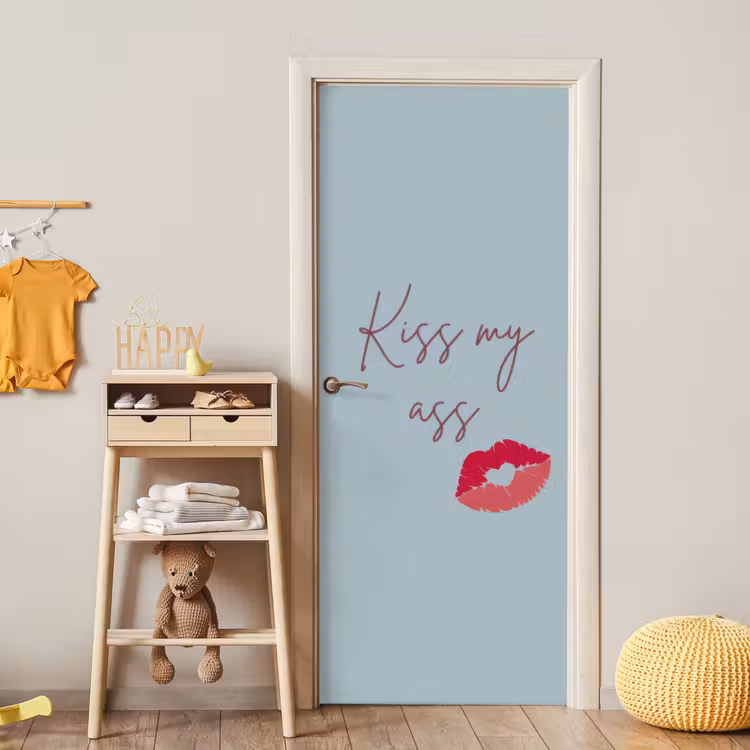 Deursticker - Kiss my ass - Lip - Blauw — 6