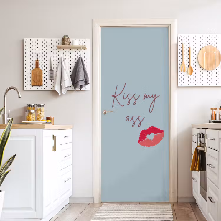 Deursticker - Kiss my ass - Lip - Blauw — 7