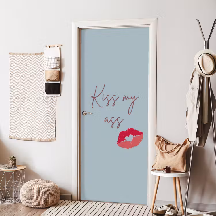 Deursticker - Kiss my ass - Lip - Blauw — 8