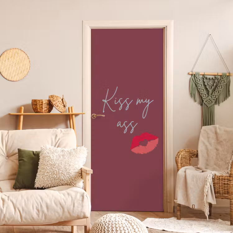 Deursticker - Kiss my ass - Lip - Bordeaux — 4
