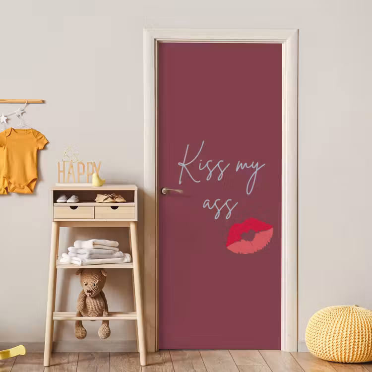 Deursticker - Kiss my ass - Lip - Bordeaux — 6