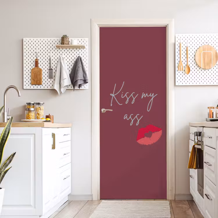 Deursticker - Kiss my ass - Lip - Bordeaux — 7