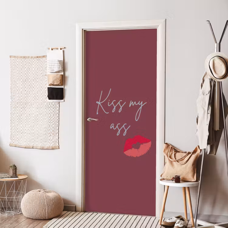 Deursticker - Kiss my ass - Lip - Bordeaux — 8