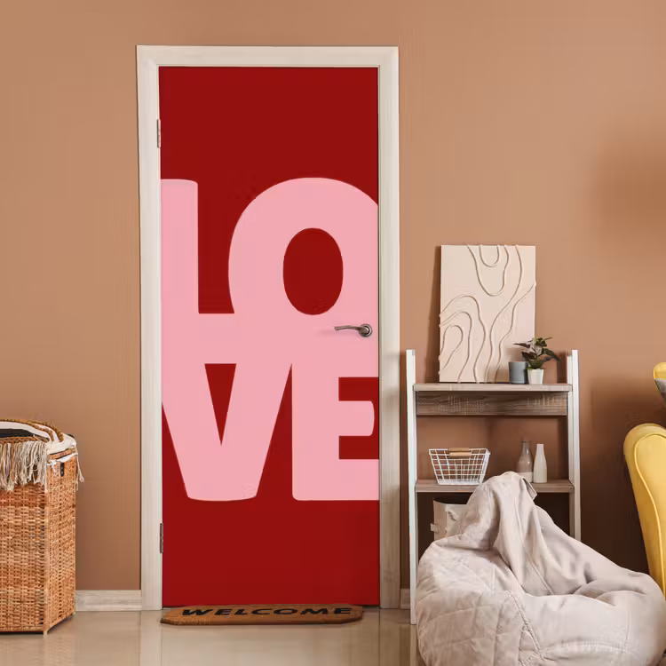 Deursticker - Love - Rood - Blokletters — 2