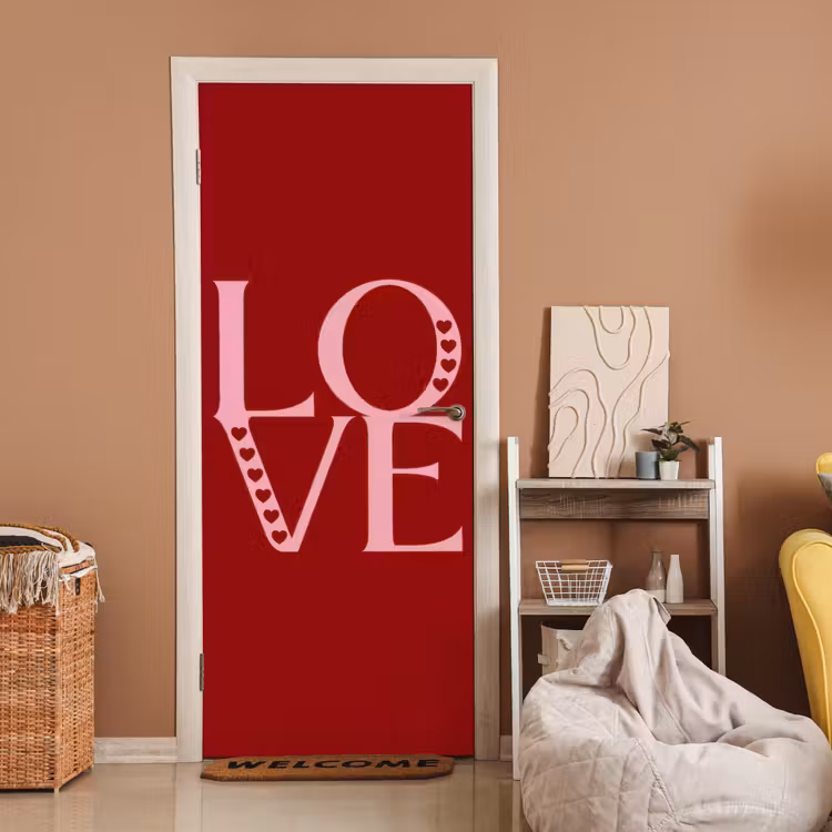 Deursticker - Love - Rood - Hatjes — 2
