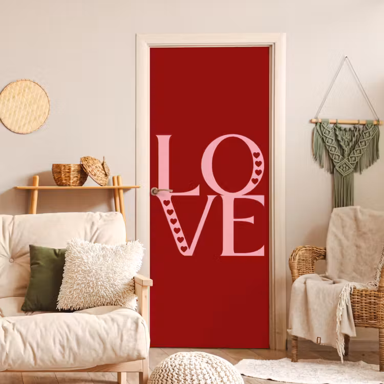 Deursticker - Love - Rood - Hatjes — 4
