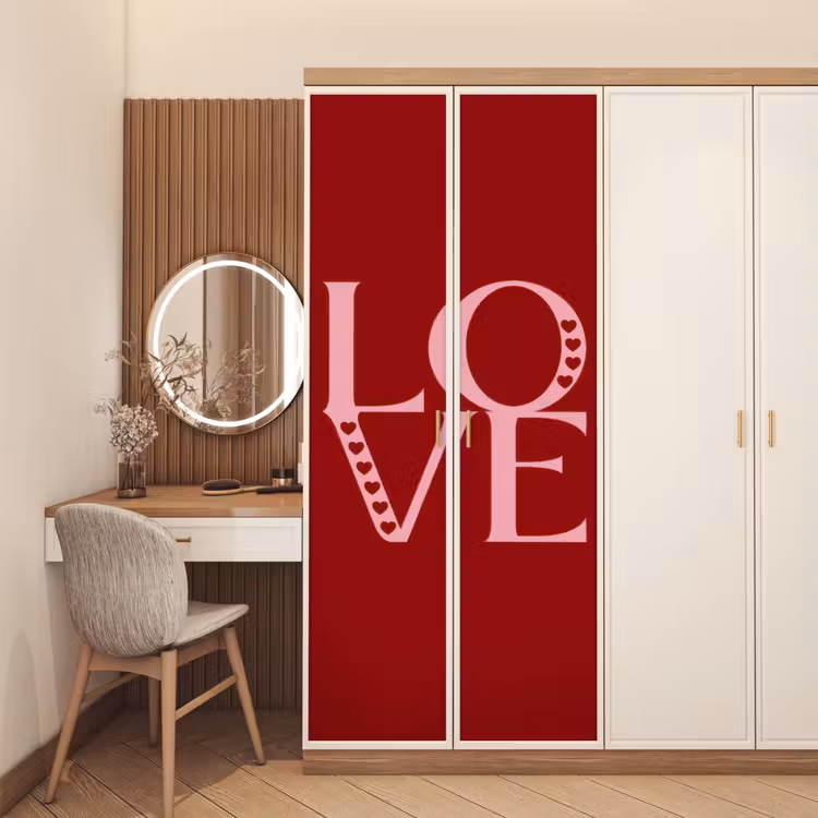 Deursticker - Love - Rood - Hatjes — 5