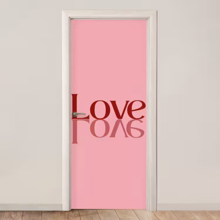 Deursticker - Love - Roze - Spiegeling — 1