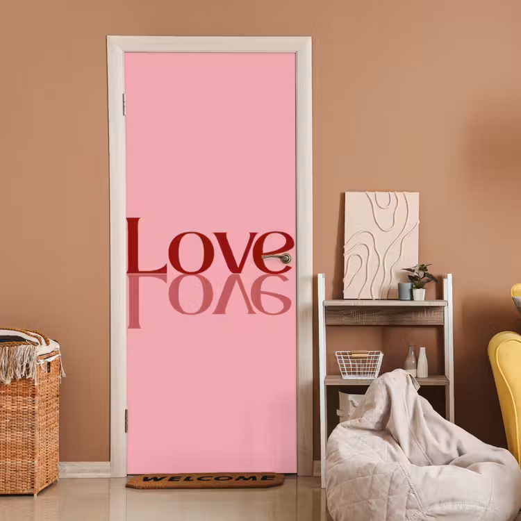 Deursticker - Love - Roze - Spiegeling — 2