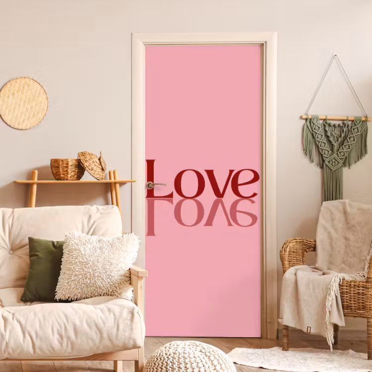 Deursticker - Love - Roze - Spiegeling — 4