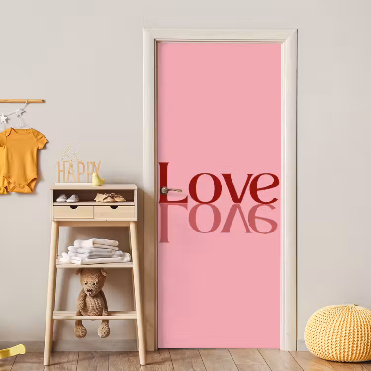 Deursticker - Love - Roze - Spiegeling — 6