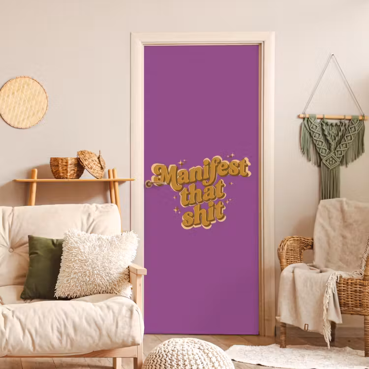 Deursticker - Manifest that shit - Paars - Glitter — 4