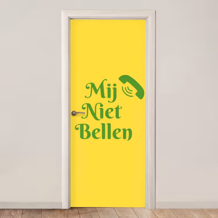 Deursticker - Mij niet bellen - Telefoon - Geel — 1
