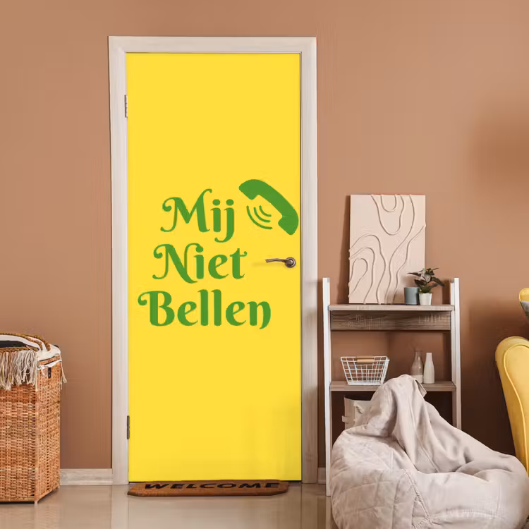 Deursticker - Mij niet bellen - Telefoon - Geel — 2