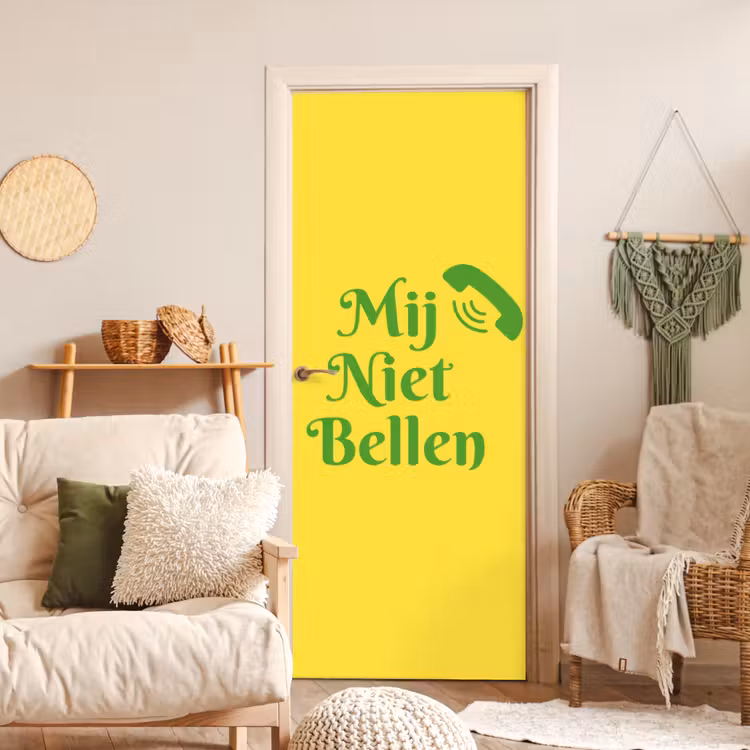 Deursticker - Mij niet bellen - Telefoon - Geel — 4