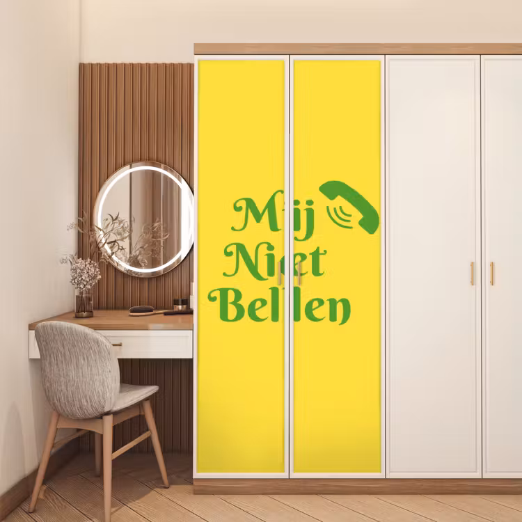 Deursticker - Mij niet bellen - Telefoon - Geel — 5