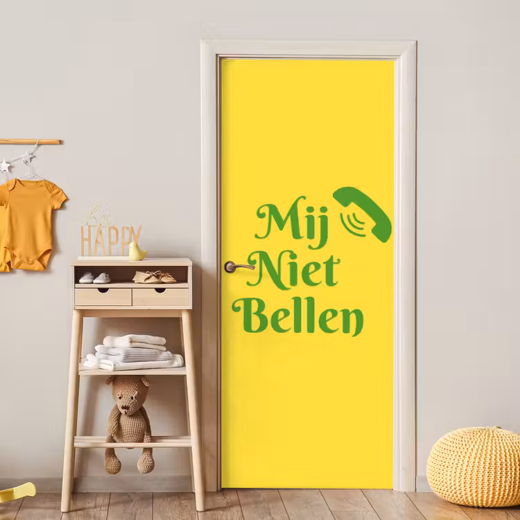 Deursticker - Mij niet bellen - Telefoon - Geel — 6