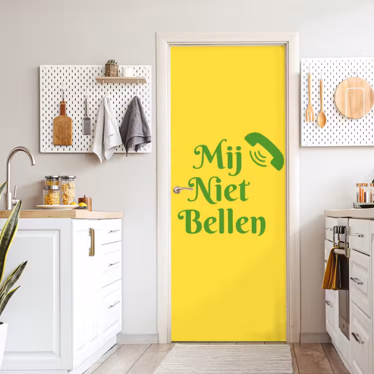 Deursticker - Mij niet bellen - Telefoon - Geel — 7