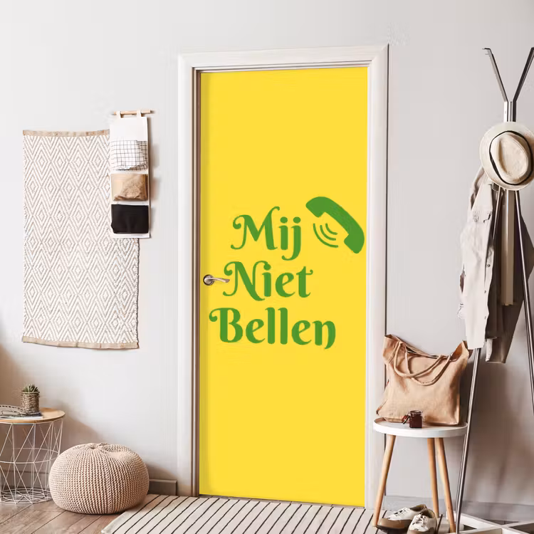 Deursticker - Mij niet bellen - Telefoon - Geel — 8