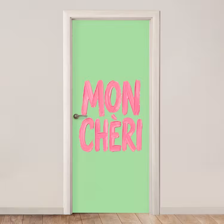 Deursticker - Mon cheri - Groen - Roze — 1