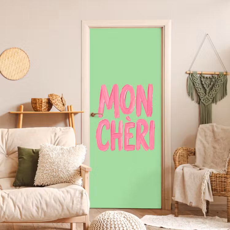 Deursticker - Mon cheri - Groen - Roze — 4