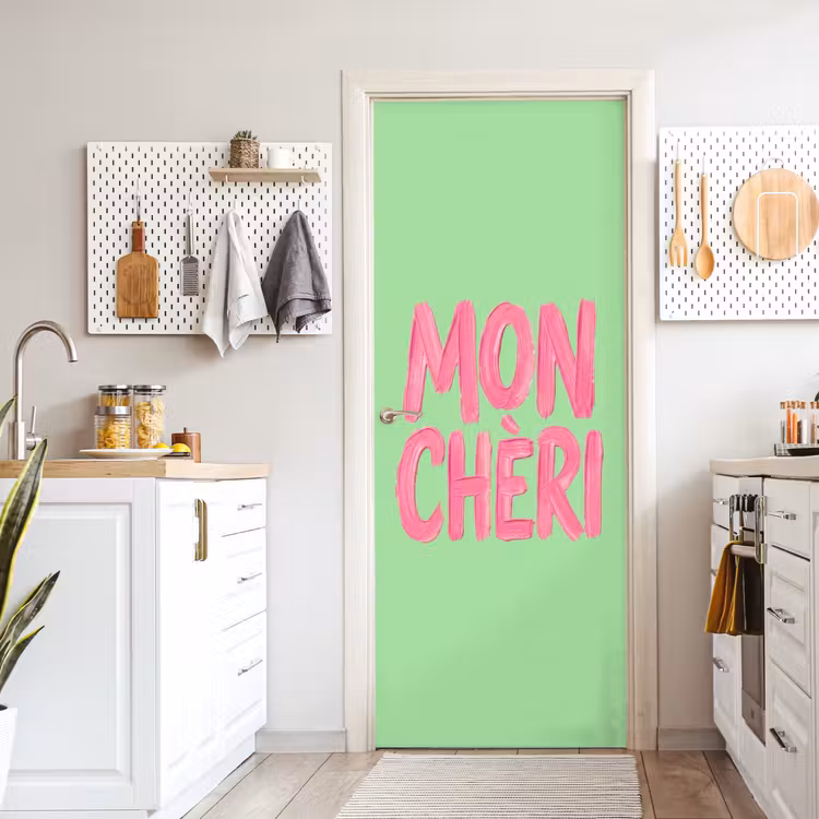 Deursticker - Mon cheri - Groen - Roze — 7