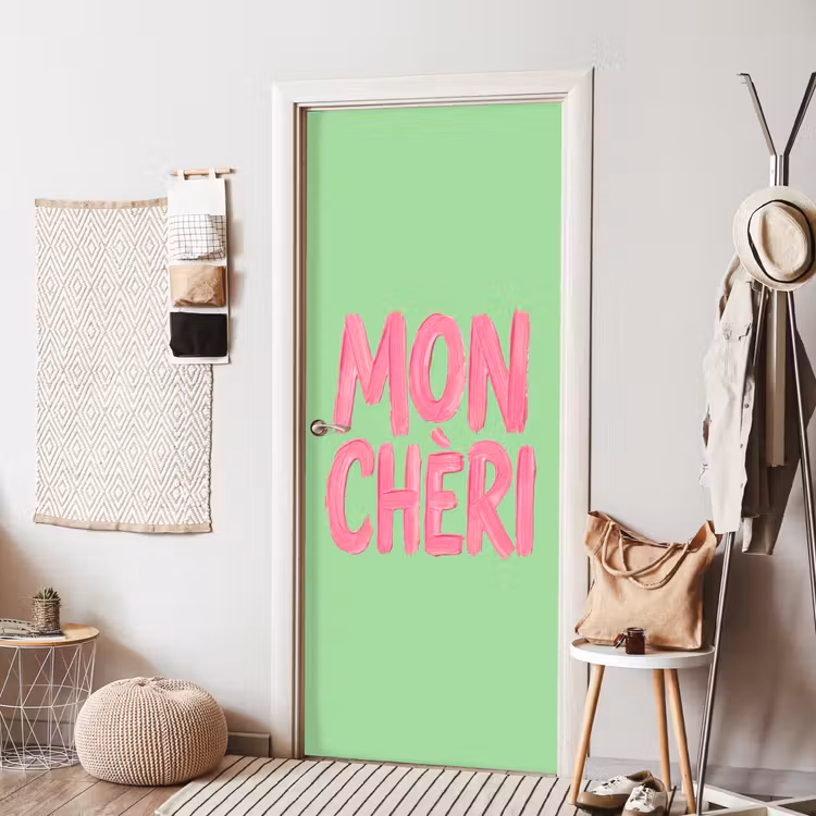 Deursticker - Mon cheri - Groen - Roze — 8