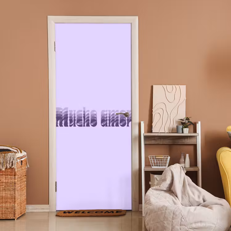 Deursticker - Mucho amor - Paars - Gelaagde letters — 2