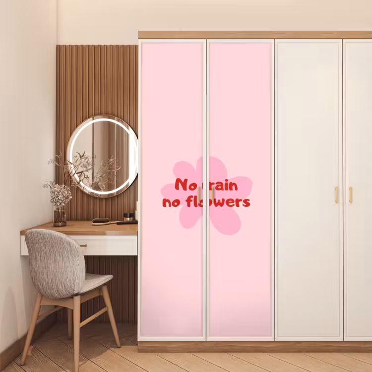 Deursticker - No rain no flowers - Bloem - Roze — 5