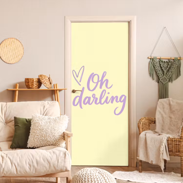 Deursticker - Oh darling - Geel - Hart — 4
