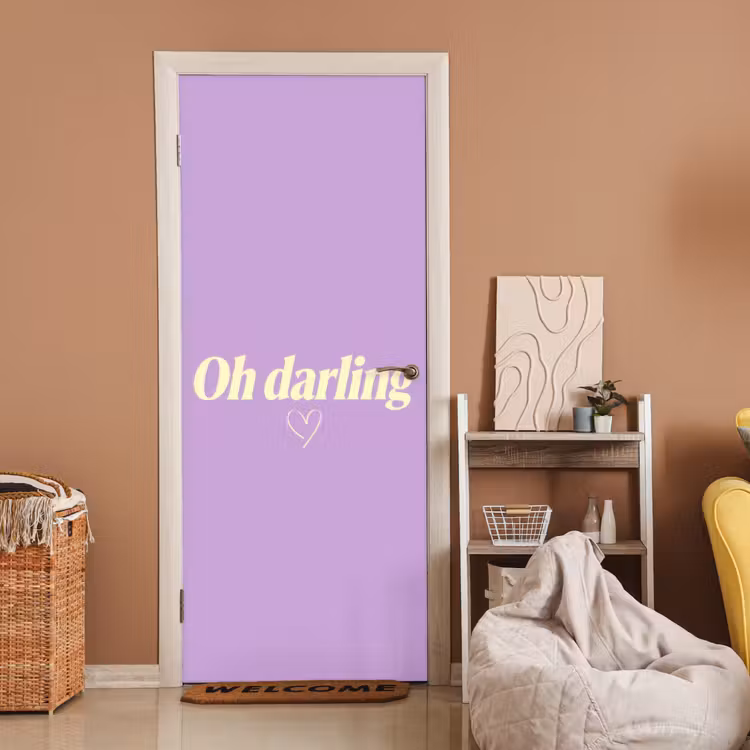 Deursticker - Oh darling - Hart - Paars — 2