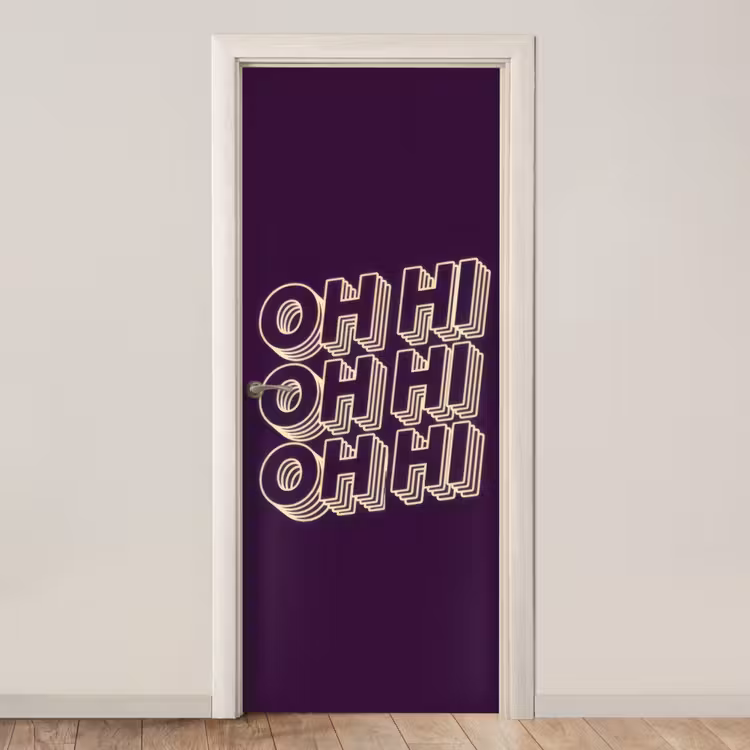 Deursticker - Oh hi - Paars - 3D — 1