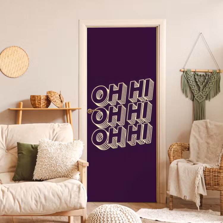 Deursticker - Oh hi - Paars - 3D — 4