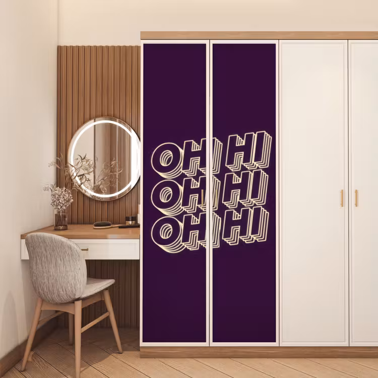 Deursticker - Oh hi - Paars - 3D — 5