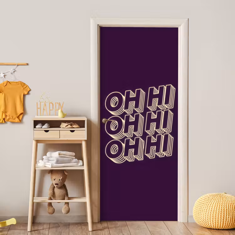 Deursticker - Oh hi - Paars - 3D — 6