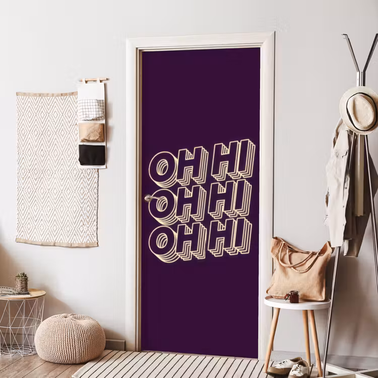 Deursticker - Oh hi - Paars - 3D — 8