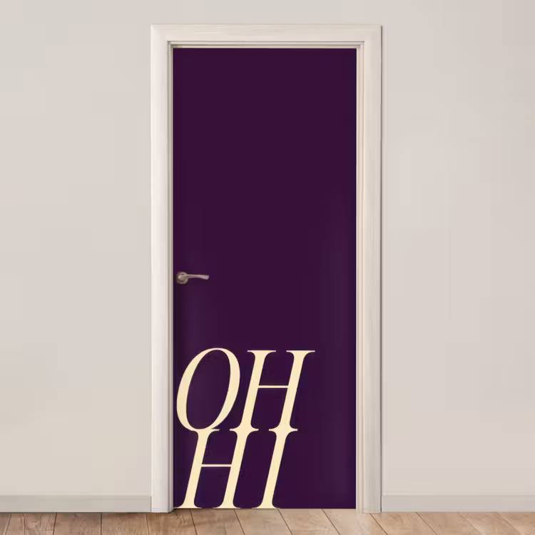 Deursticker - Oh hi - Paars - Cursief — 1