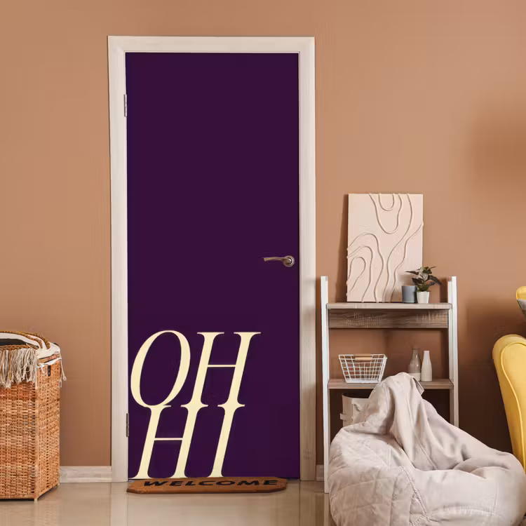 Deursticker - Oh hi - Paars - Cursief — 2