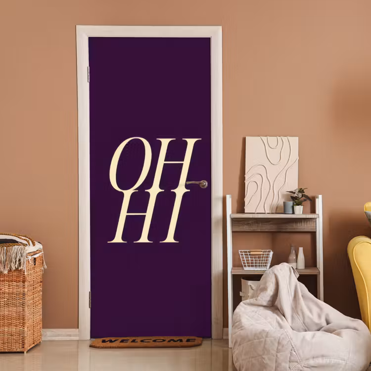 Deursticker - Oh hi - Paars - Minimalistisch — 2