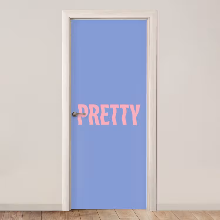 Deursticker - Pretty - Roze - Blauw - Golvend — 1